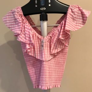 New Express Gingham Top - Pink, Medium